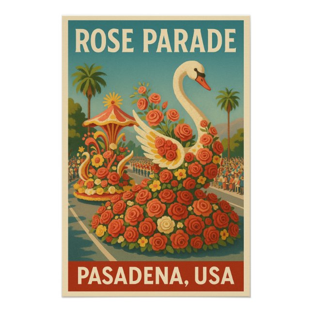Poster Rose Parade festival in USA travel (Devant)