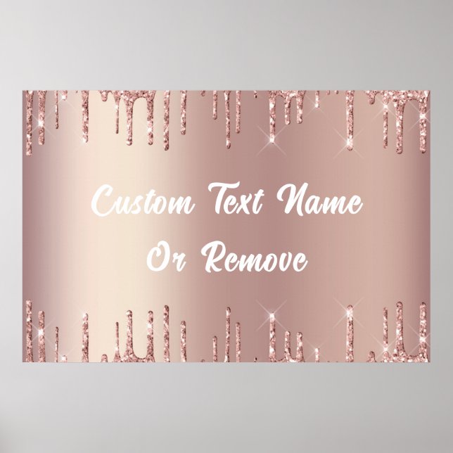 Poster rose Parties scintillant or avec texte pers (Devant)