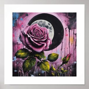 Poster Rose rose pleine lune