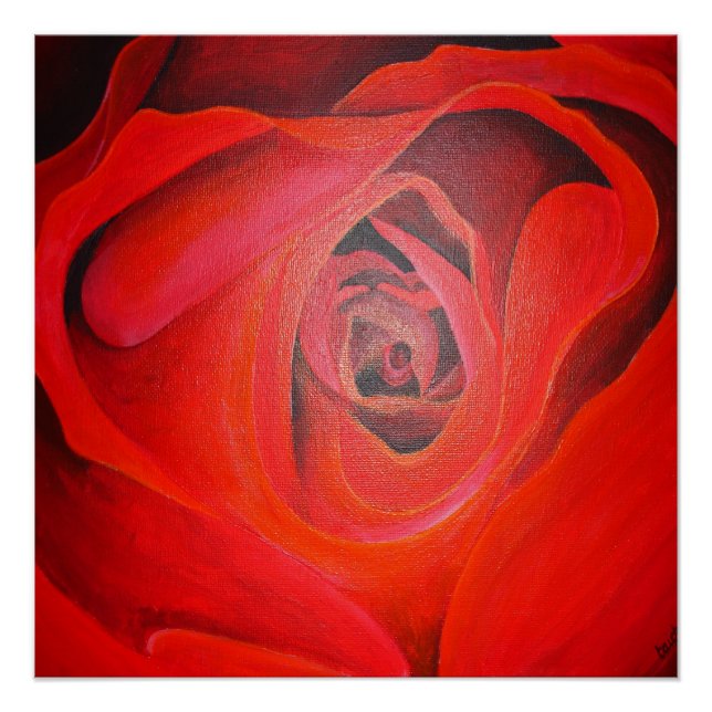 Poster Rose rouge en forme de coeur (Devant)
