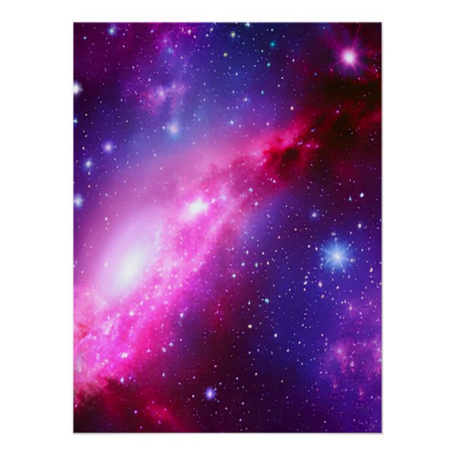 Poster rose violet spirale galaxy brillant (Devant)