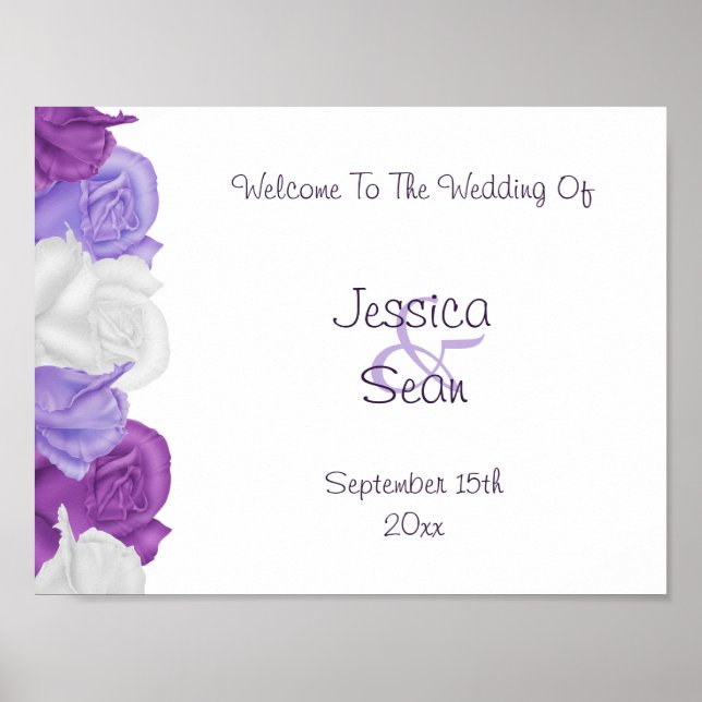 Poster Roses de collection chic pour mariage de bienvenue (Devant)