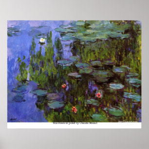 Poster Roses de mer dans un étang par Claude Monet