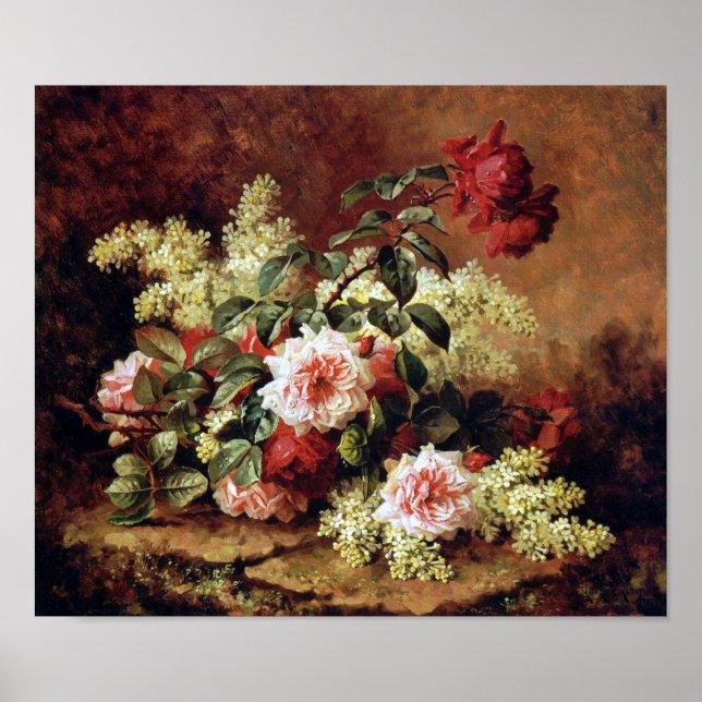 Poster Roses et acajou par Paul de Longpre Fine Art Pri (Devant)