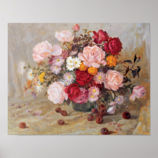 Poster roses et marguerites