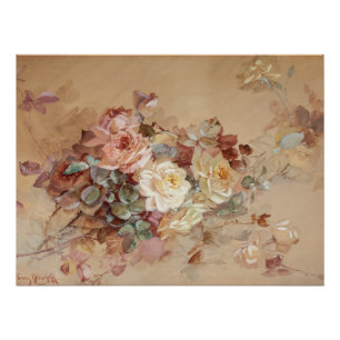 Poster Roses roses et jaunes – Franz Bischoff