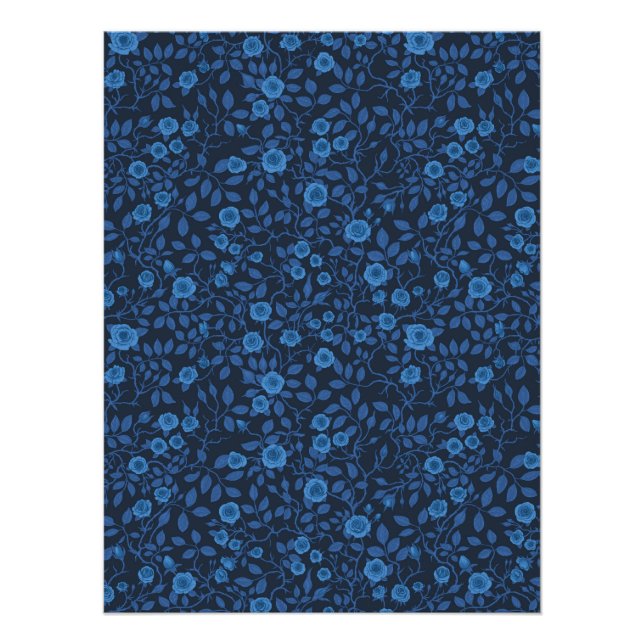 Poster Roses sauvages en bleu (Devant)