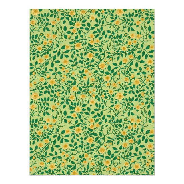 Poster Roses sauvages en jaune et vert (Devant)