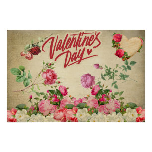Poster Roses vintages de la Saint-Valentin