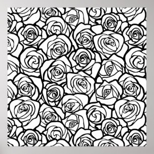 Poster Roses Vintages en noir et blanc