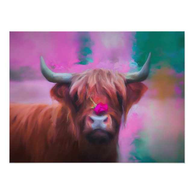 Poster "Rosie des Highlands" – Portrait de vache des High (Devant)