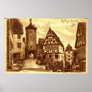 Poster Rothenburg Allemagne 1907 vintage