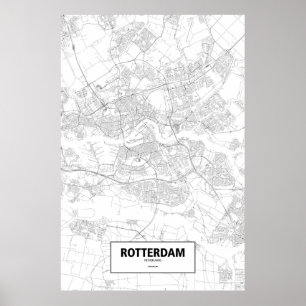 Poster Rotterdam, Pays-Bas (noir sur blanc)