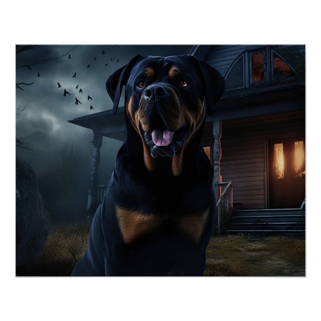 Poster Rottweiler Halloween Épouvantable (Devant)