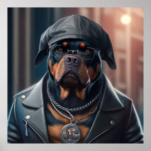 Poster Rottweiler Hipster Chien