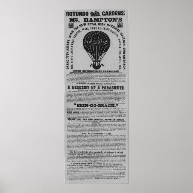 Poster Rotunda Baloon ascension, Antique Dublin Irlande (Devant)