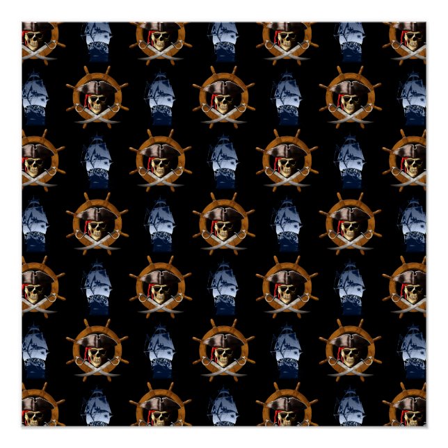 Poster Roue jolly roger pirate (Devant)