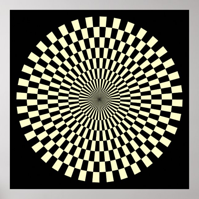 Poster Roue Op Art - Crème et noir (Devant)