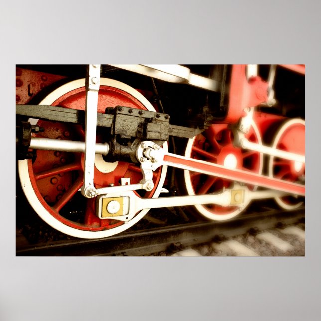 Poster Roues de locomotive à vapeur (Devant)