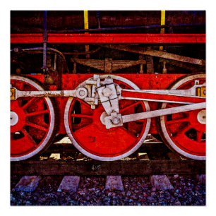 Poster Roues de train à vapeur vintage