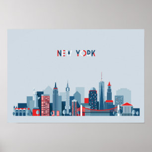 Poster Rouge, blanc et bleu de New York City  