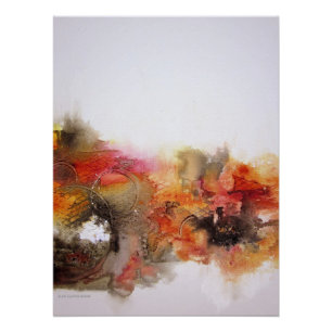Poster Rouge Brown Orange Blanc moderne Abstrait toile d'