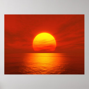 Poster rouge du coucher du soleil