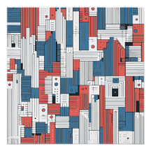 Rouge et Bleu Abstrait Design Décoration murale