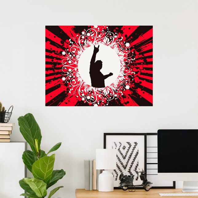 Poster rouge et noir du chanteur rétro (Créateur téléchargé)