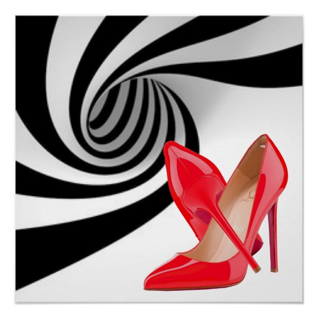 Poster Rouge Haut talons Noir Blanc Motif Design d'impres (Devant)