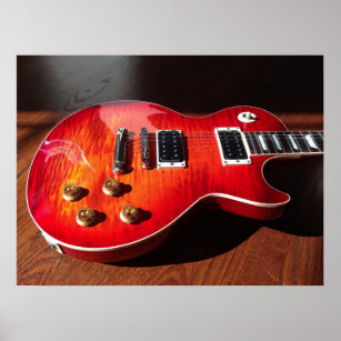 Poster rouge Hot Electric Guitare