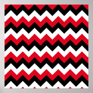 Poster Rouge Noir et Blanc Zigzag