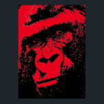 Poster Rouge noir Pop Art visage Gorilla<br><div class="desc">Digital Computer Animal Art - College Pop Art - Wild Animal Computer Images</div>