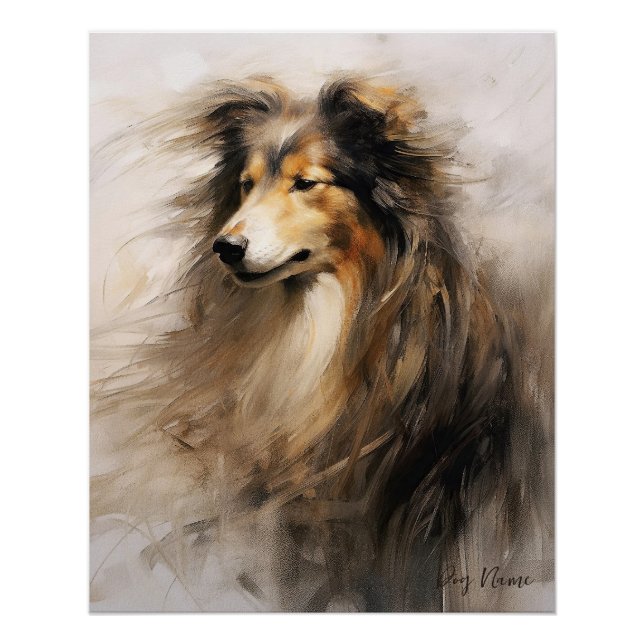 Poster Rough Collie Chien au vent 005 - Yacobsen Derosa (Devant)