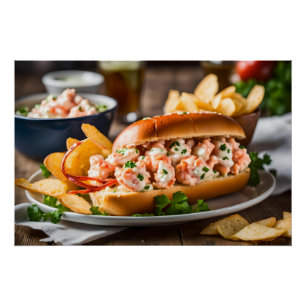 Poster Rouleau De Homard Et Chips De Pomme De Terre