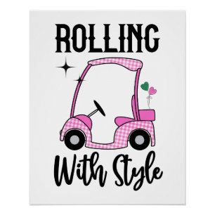 Poster Roulement Avec Style   Funny Golf Cart