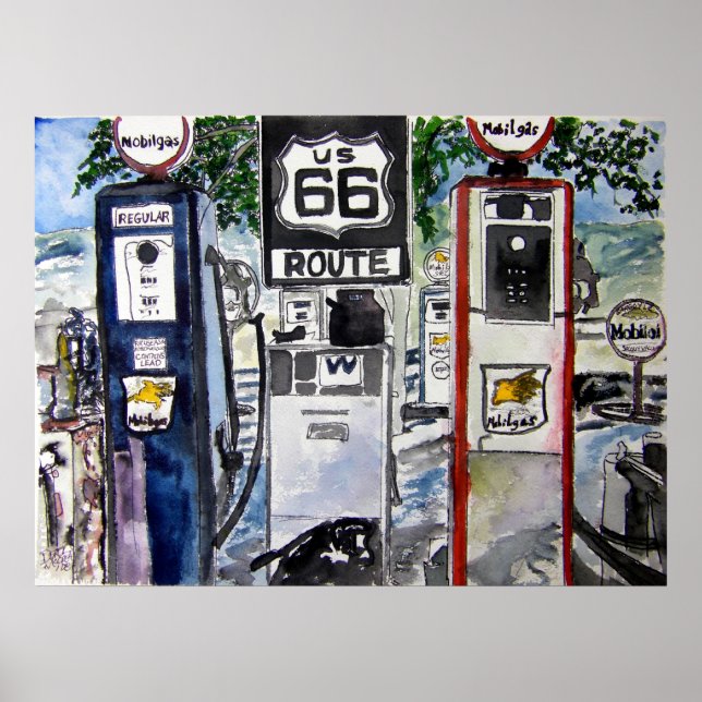 Poster route 66 imprimé d'art routier (Devant)