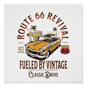 POSTER ROUTE 66 REVIVAL - ALIMENTÉ PAR VINTAGE - BEL AIR