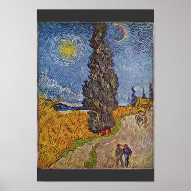 Poster Route Avec Cyprès Par Vincent Van Gogh (Devant)