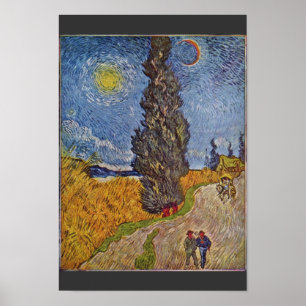 Poster Route de campagne avec des cyprès par Vincent van