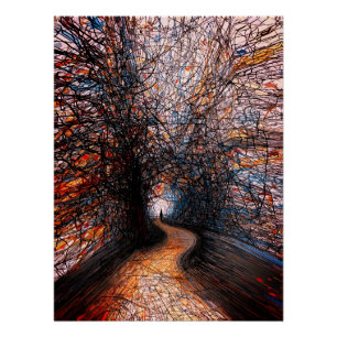 Poster Route de la solitude abstraite – Allée colorée des