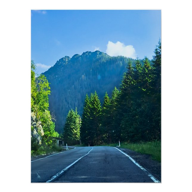 Poster Route forestière des Carpates – Impression de mont (Devant)