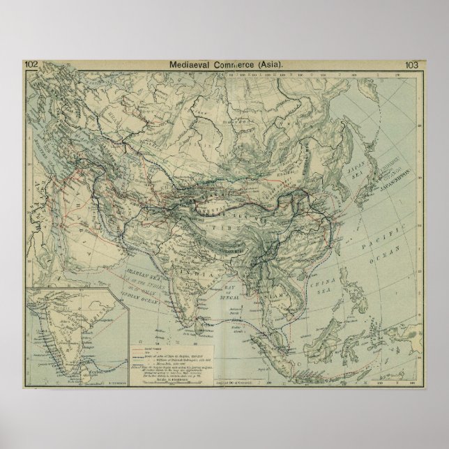 Poster Routes commerciales médiévales (Devant)