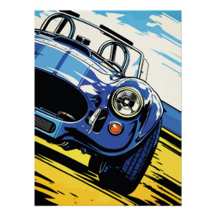 Poster Routeur Pop Art Dynamique Bleu Roadster Dash