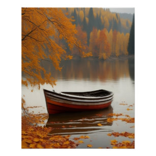 Poster Row Boat Lake Autums colorés Wend Intemporel Art