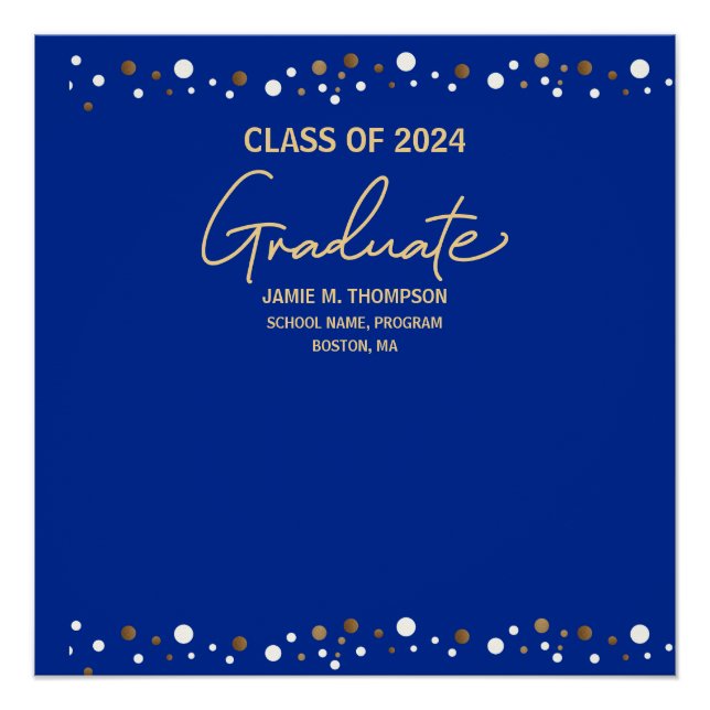 Poster Royal Blue Gold Class of 2024 Custom (Devant)