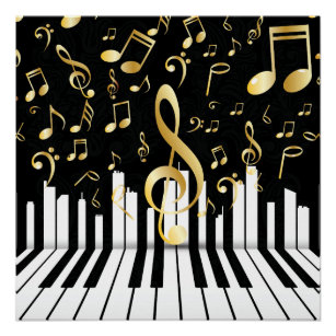 Poster Royal Music Note touches de piano de luxe