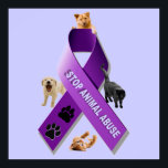 Poster Ruban de sensibilisation à la maltraitance animale<br><div class="desc">Ceci est une affiche carré. 2013 par Mark Thaler</div>