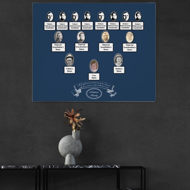 Poster Ruban vintage Oval Photos Family Tree Quote (Créateur téléchargé)