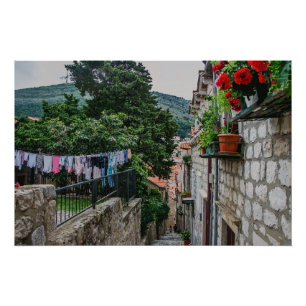 Poster Rue de pierre étroite à Dubrovnik